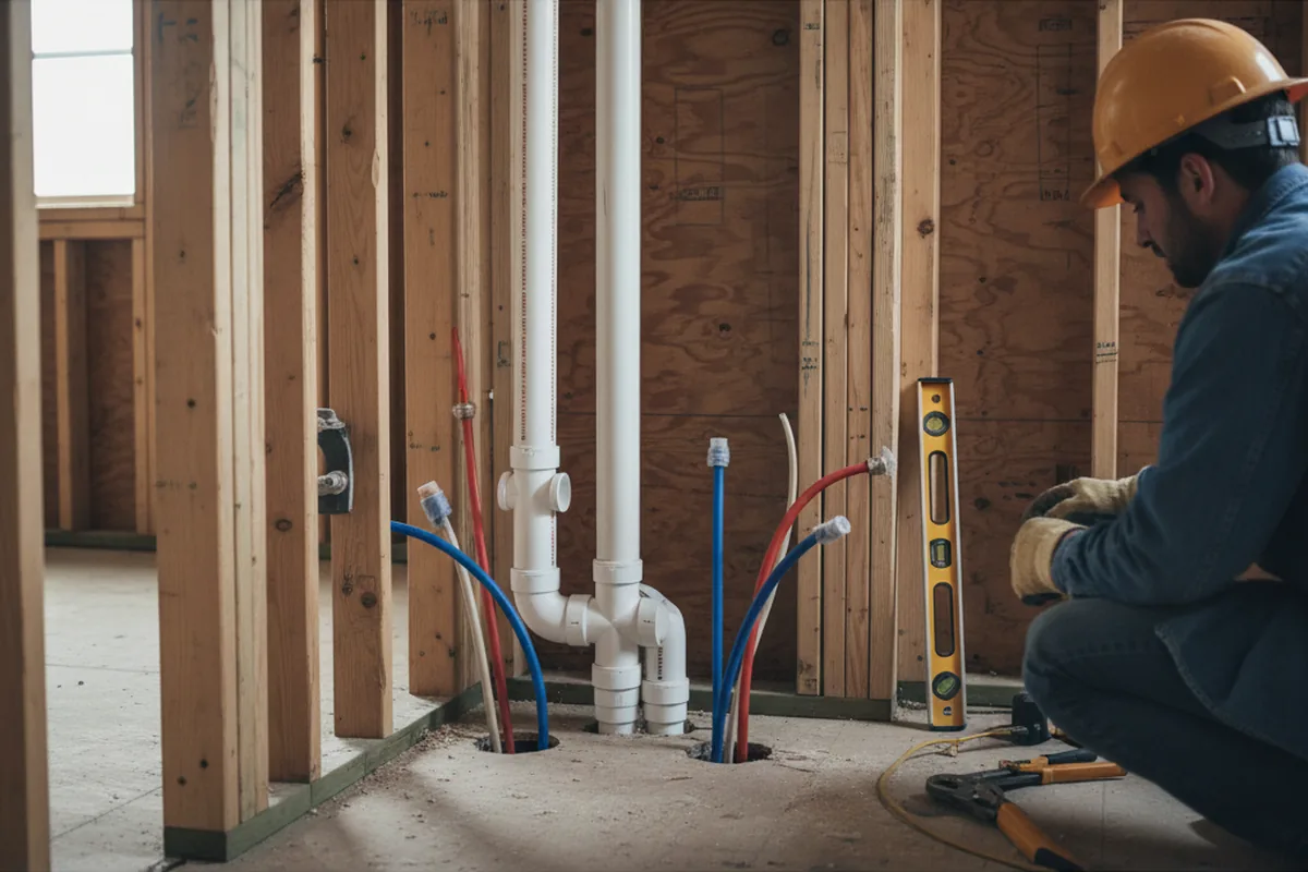 Drain and supply rough-in during Sump Pump Repair in Dalhart